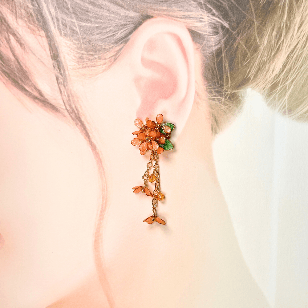 【金木犀/キンモクセイ】2wayピアス 秋の新作 揺れるオレンジ 金属アレルギー対応 サージカルステンレス 受注生産 | 3枚目